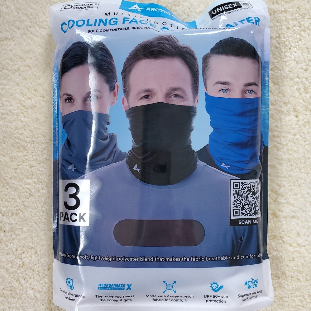 Arctic Cool Face Cover/Gaiter, Unisex 3-Pack